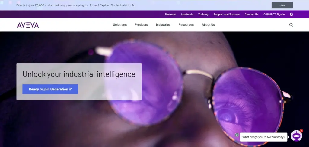 AVEVA industrial software website homepage 