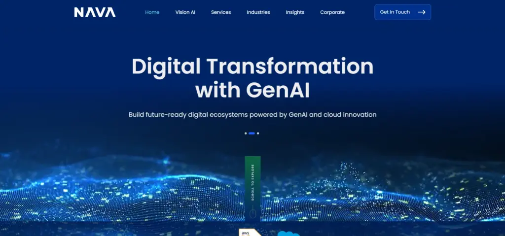 Showing NAVA Vision AI website homepage 