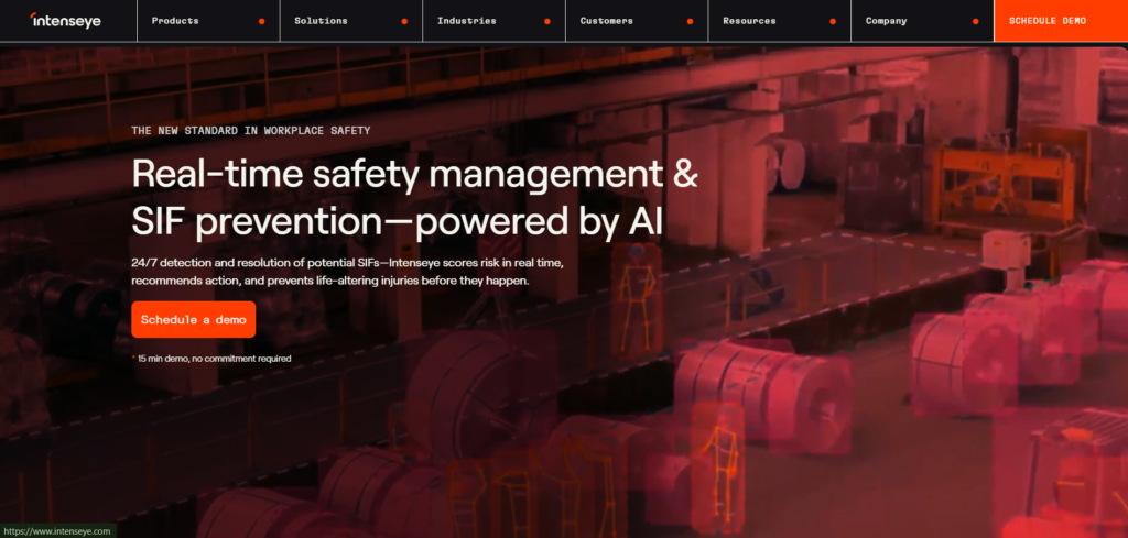 AI-powered workplace safety monitoring in an industrial facility.