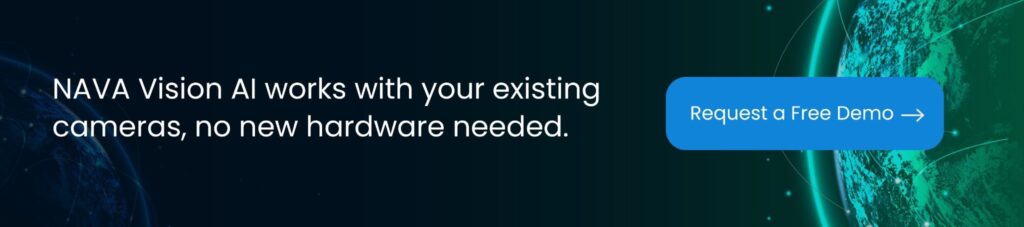 NAVA Vision AI CTA banner with "Request a Free Demo" button